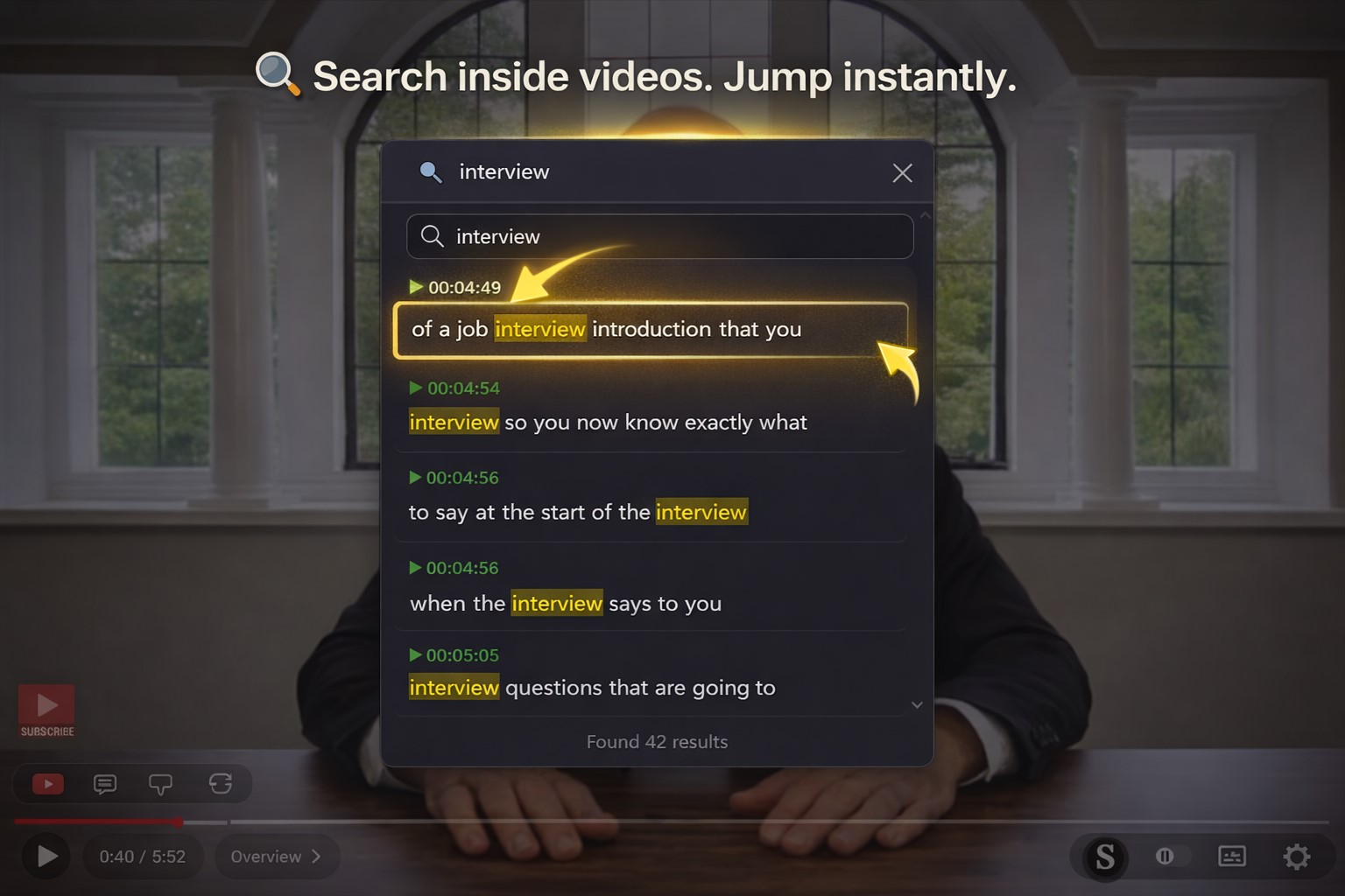 Search inside video